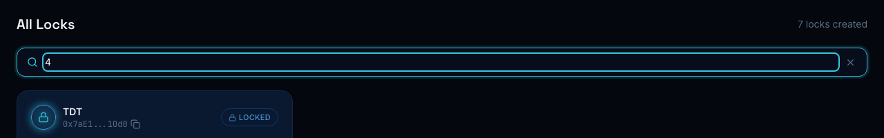 Search bar returning a result for lock ID 4